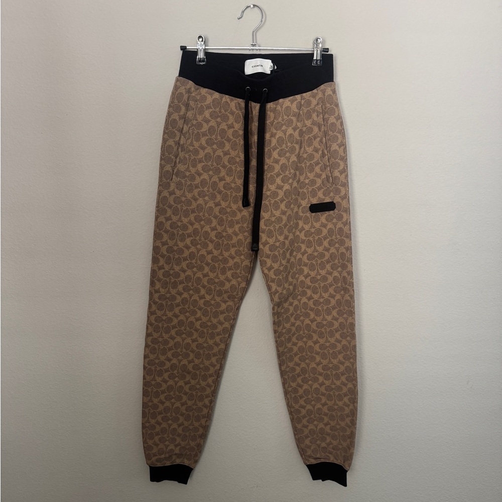 Coach Brown and Black Jogger Sweatpants with Monogram Design NWT